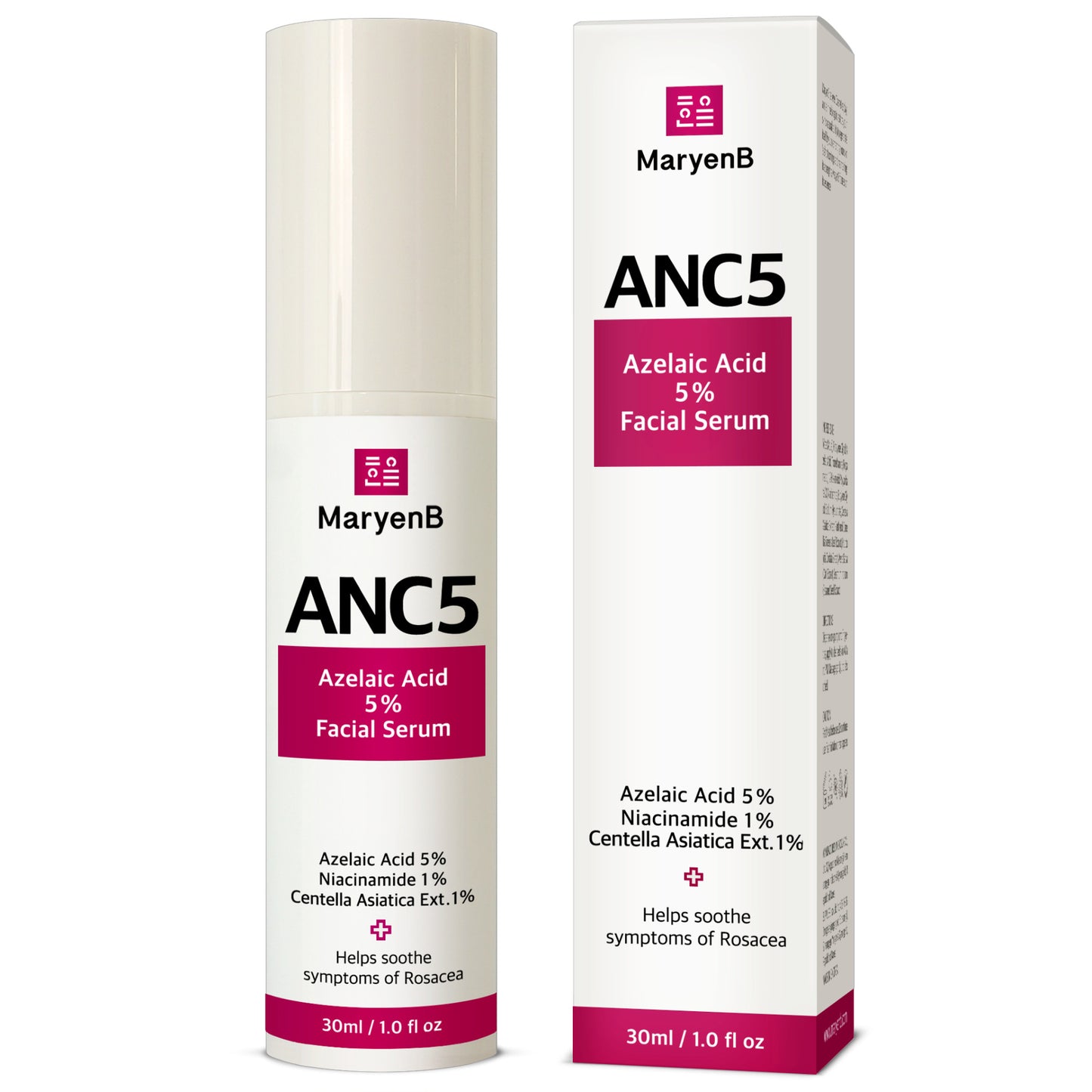 MaryenB Azelaic Acid 5% Serum | Sensitive Acne-Prone Skin, Redness Relief & Pore Care with Niacinamide & Cica - 1 Fl Oz