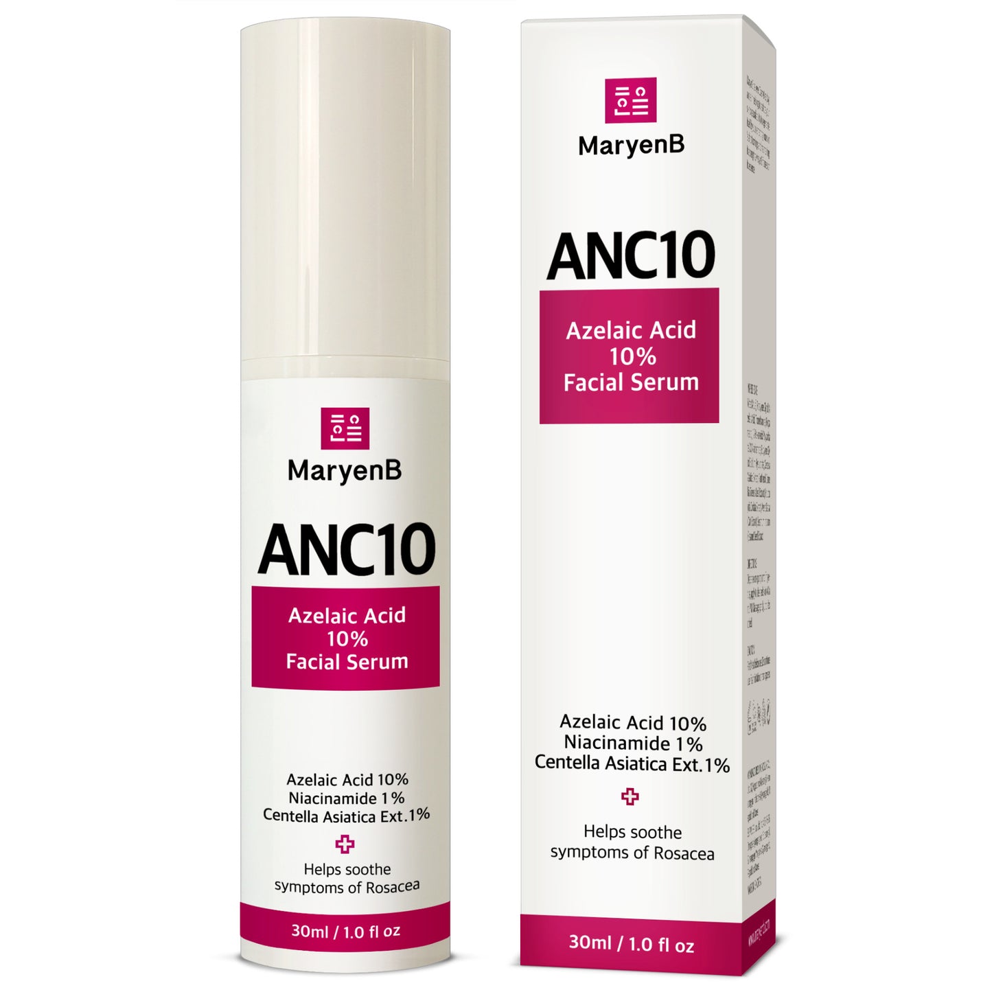 MaryenB Azelaic Acid 10% Serum | Redness, Blemish & Dark Spot Care with Niacinamide & Cica - 1 Fl Oz
