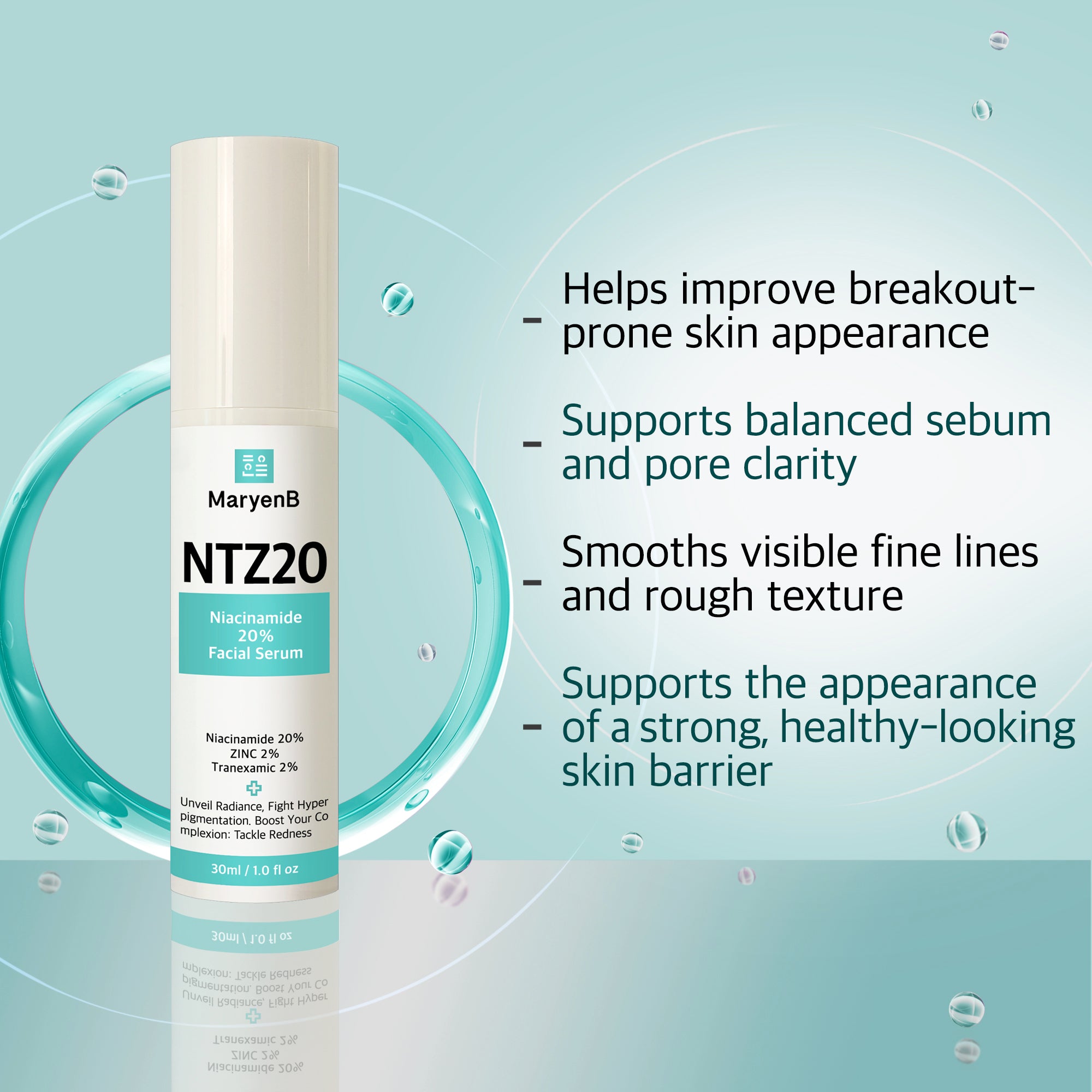 MaryenB NTZ20 20% Niacinamide Zinc PCA Serum 1 Fl Oz - Oil