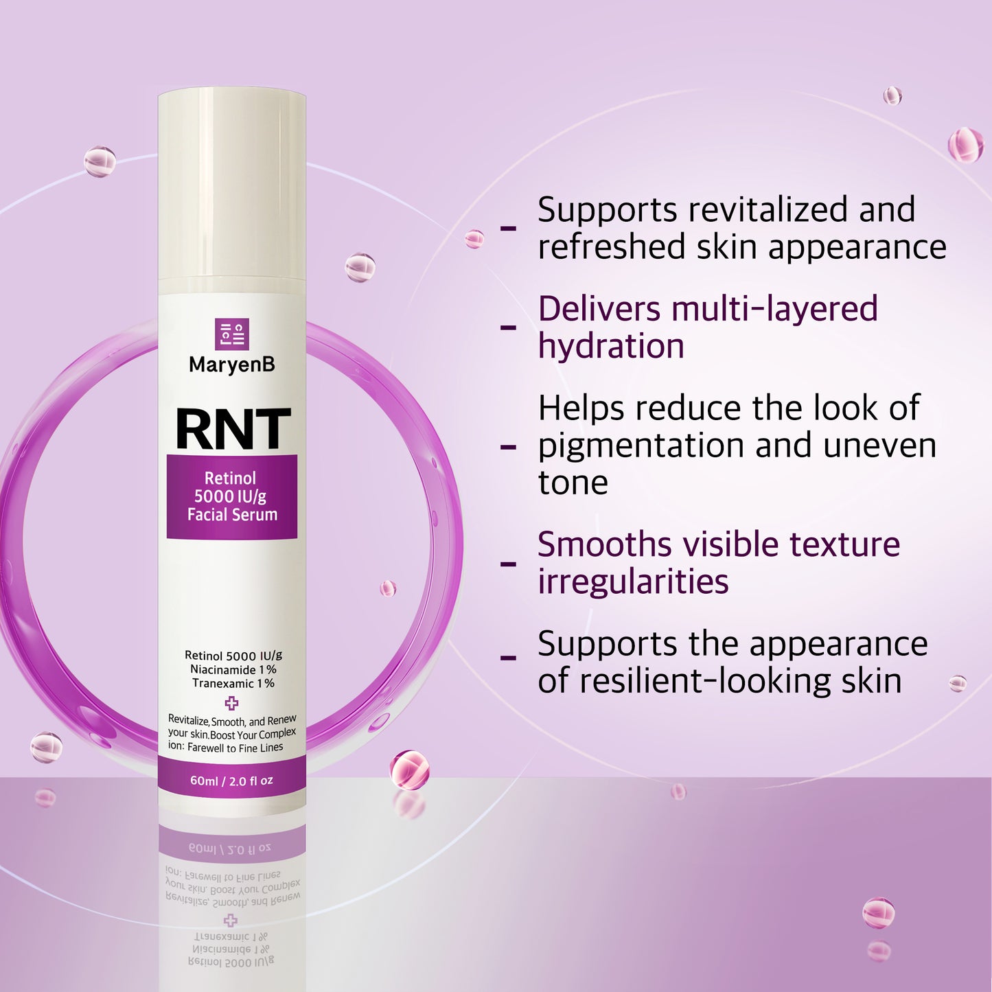 MaryenB Retinol 5000 IU Serum | Fine Lines & Uneven Tone Anti-Aging Care with Niacinamide & Tranexamic Acid